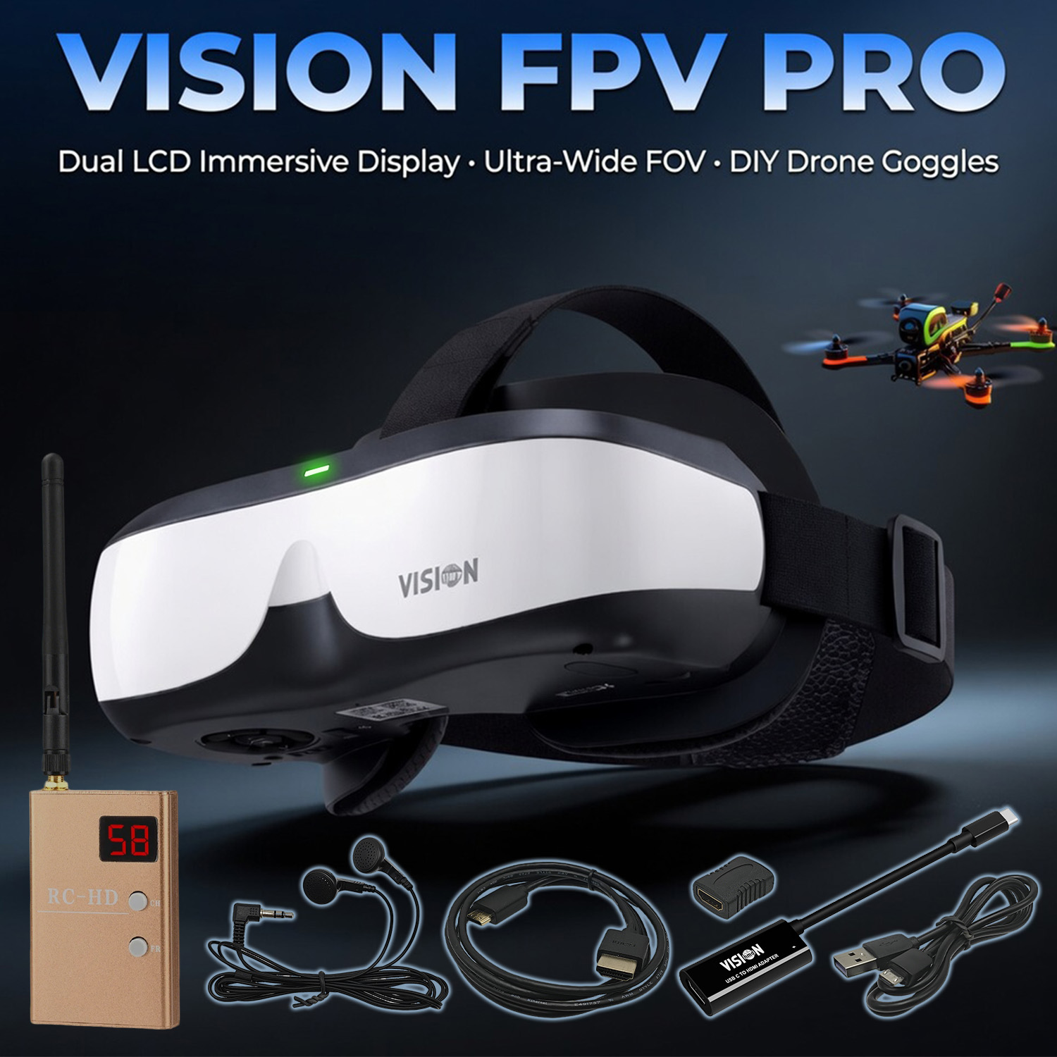 FPV 고글, 헤드 마운트 디스플레이, 아날로그 비디오 - Fpv Drone Goggles 리뷰 및 가격